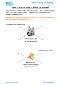 Worksheets for kids - writing-a-story-whats-the-problem